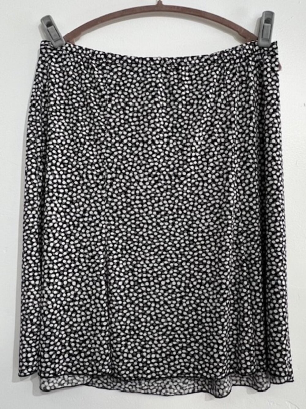 RL Richard New York Womens Midi Flowy Dotted Pull-on Skirt Blk Wht &Grey Size XL